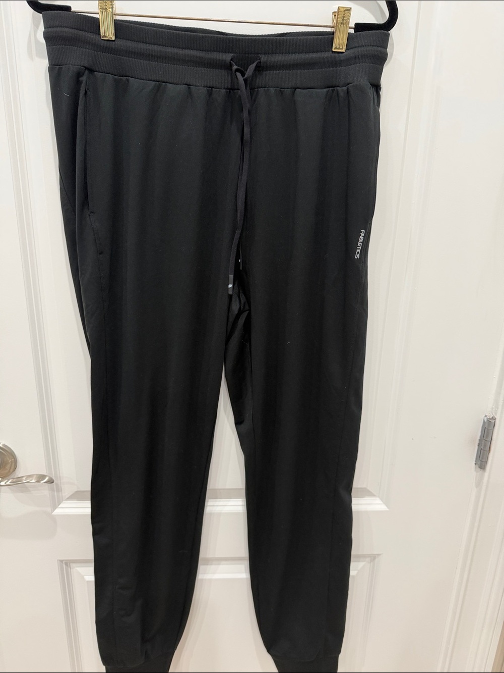 Fabletics Black Elastic-Waist Track Joggers